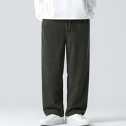 Buddha Stones Casual Solid Color Cotton Men's Wide Leg Pants With Pockets