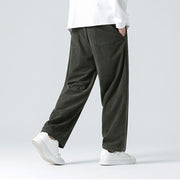 Buddha Stones Casual Solid Color Cotton Men's Wide Leg Pants With Pockets Men's Wide Leg Pants BS 22