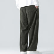 Buddha Stones Casual Solid Color Cotton Men's Wide Leg Pants With Pockets Men's Wide Leg Pants BS 23