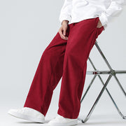 Buddha Stones Casual Solid Color Cotton Men's Wide Leg Pants With Pockets Men's Wide Leg Pants BS 31