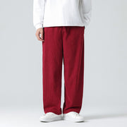 Buddha Stones Casual Solid Color Cotton Men's Wide Leg Pants With Pockets