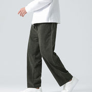 Buddha Stones Casual Solid Color Cotton Men's Wide Leg Pants With Pockets Men's Wide Leg Pants BS 21