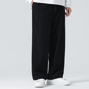 Buddha Stones Casual Solid Color Cotton Men's Wide Leg Pants With Pockets