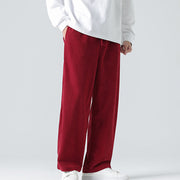 Buddha Stones Casual Solid Color Cotton Men's Wide Leg Pants With Pockets Men's Wide Leg Pants BS 27