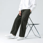 Buddha Stones Casual Solid Color Cotton Men's Wide Leg Pants With Pockets Men's Wide Leg Pants BS 24