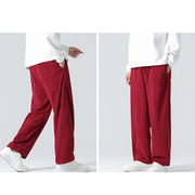 Buddha Stones Casual Solid Color Cotton Men's Wide Leg Pants With Pockets Men's Wide Leg Pants BS 32