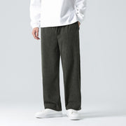 Buddha Stones Casual Solid Color Cotton Men's Wide Leg Pants With Pockets Men's Wide Leg Pants BS 18