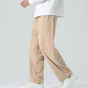 Buddha Stones Casual Solid Color Cotton Men's Wide Leg Pants With Pockets Men's Wide Leg Pants BS 5