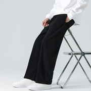 Buddha Stones Casual Solid Color Cotton Men's Wide Leg Pants With Pockets