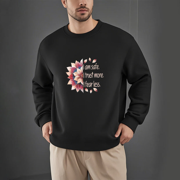 Buddha Stones I AM SAFE Round Neck Fleece Lined Sweatshirt