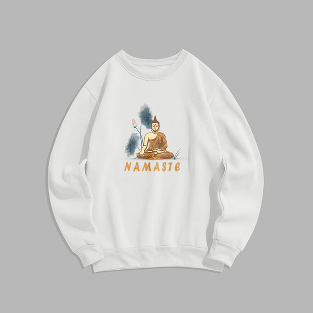 Buddha Stones NAMASTE Cotton Round Neck Sweatshirt