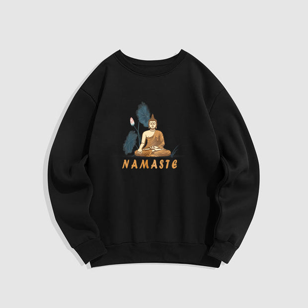 Buddha Stones NAMASTE Cotton Round Neck Sweatshirt