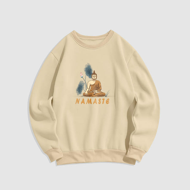 Buddha Stones NAMASTE Cotton Round Neck Sweatshirt