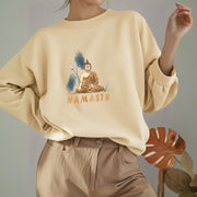 Buddha Stones NAMASTE Cotton Round Neck Sweatshirt