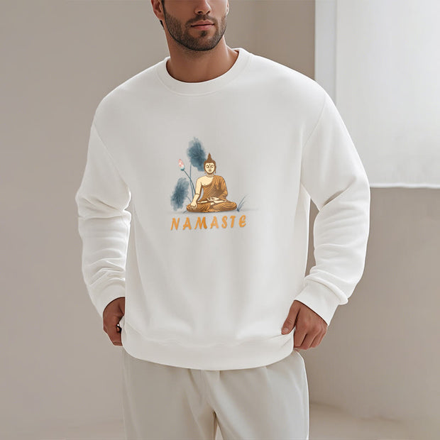 Buddha Stones NAMASTE Cotton Round Neck Sweatshirt