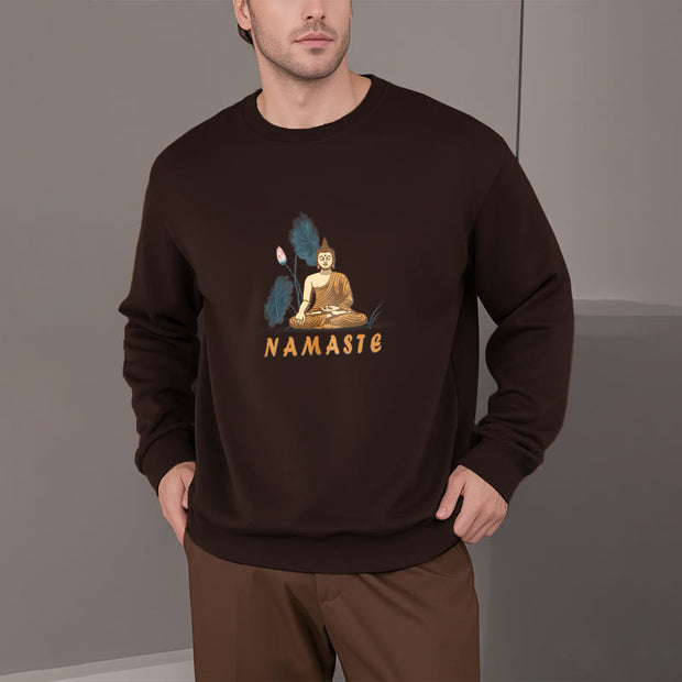 Buddha Stones NAMASTE Buddha Lotus Leaf Fleece Lined Sweatshirt