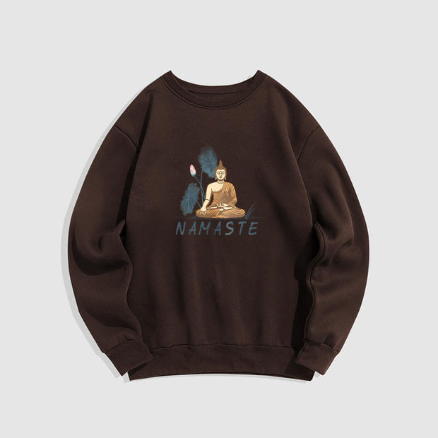 Buddha Stones NAMASTE Cotton Round Neck Sweatshirt