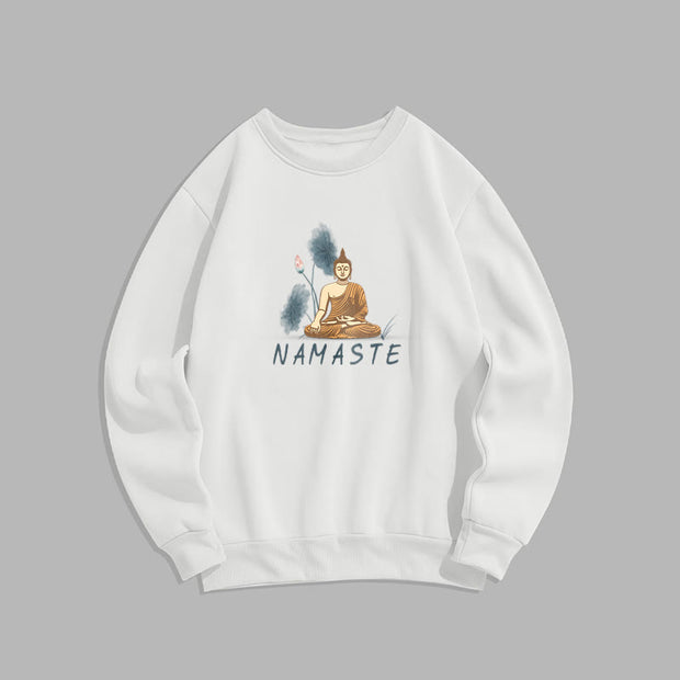 Buddha Stones NAMASTE Cotton Round Neck Sweatshirt