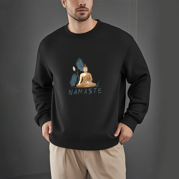 Buddha Stones NAMASTE Cotton Round Neck Sweatshirt