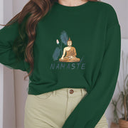 Buddha Stones NAMASTE Cotton Round Neck Sweatshirt