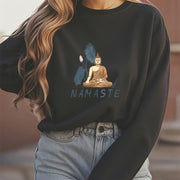 Buddha Stones NAMASTE Buddha Lotus Leaf Fleece Lined Sweatshirt