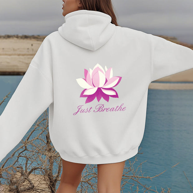 Buddha Stones Lotus Just Breathe Fleece Lined Polyester Hoodie