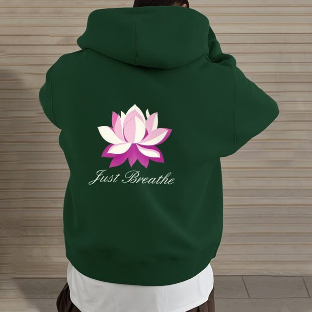 Buddha Stones Lotus Just Breathe Fleece Lined Polyester Hoodie