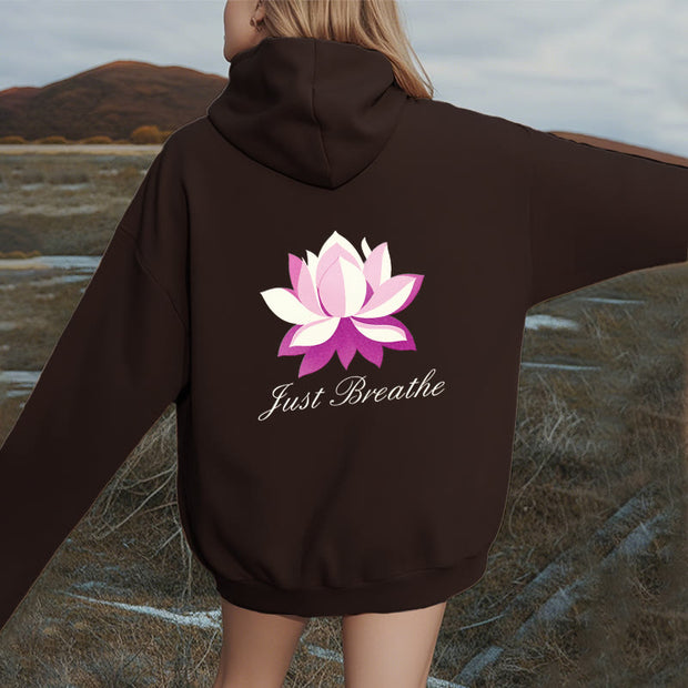 Buddha Stones Lotus Just Breathe Fleece Lined Polyester Hoodie