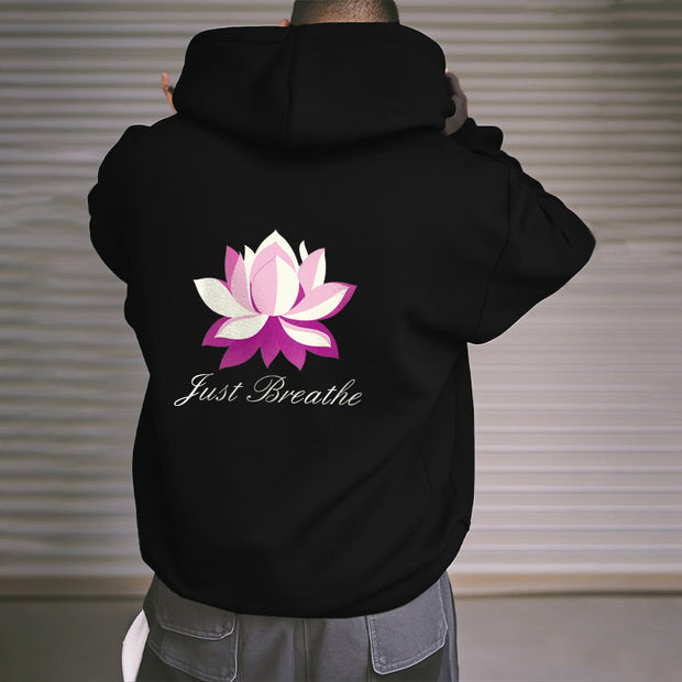 Buddha Stones Lotus Just Breathe Fleece Lined Polyester Hoodie