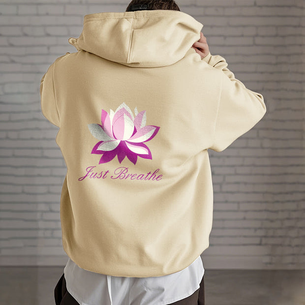 Buddha Stones Lotus Just Breathe Fleece Lined Polyester Hoodie