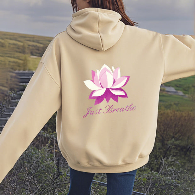 Buddha Stones Lotus Just Breathe Fleece Lined Polyester Hoodie