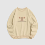 Buddha Stones Pure Color Cotton Round Neck Sweatshirt