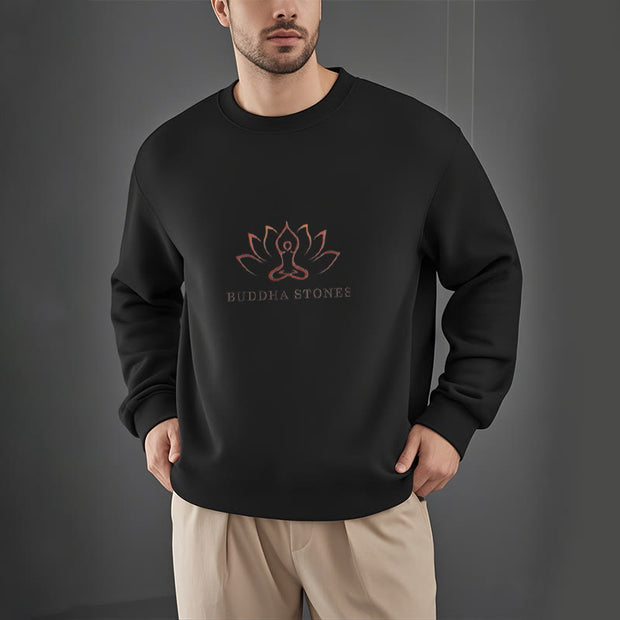 Buddha Stones Pure Color Cotton Round Neck Sweatshirt