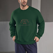 Buddha Stones Pure Color Round Neck Fleece Lined Sweatshirt