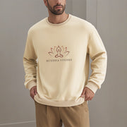 Buddha Stones Pure Color Cotton Round Neck Sweatshirt