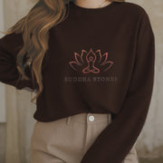 Buddha Stones Pure Color Round Neck Fleece Lined Sweatshirt