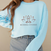 Buddha Stones Pure Color Round Neck Fleece Lined Sweatshirt