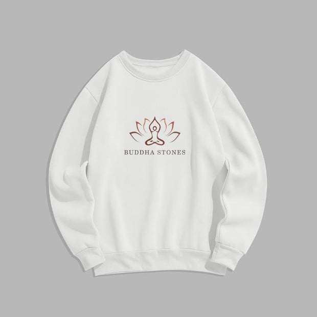 Buddha Stones Pure Color Cotton Round Neck Sweatshirt