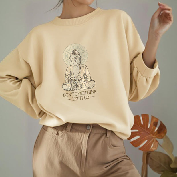 Buddha Stones Pure Color DON'T OVERTHINK Cotton Round Neck Sweatshirt