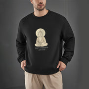 Buddha Stones Pure Color DON'T OVERTHINK Cotton Round Neck Sweatshirt