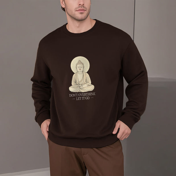 Buddha Stones Pure Color DON'T OVERTHINK Cotton Round Neck Sweatshirt