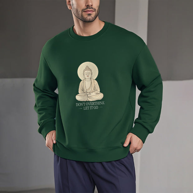 Buddha Stones Pure Color DON'T OVERTHINK Cotton Round Neck Sweatshirt