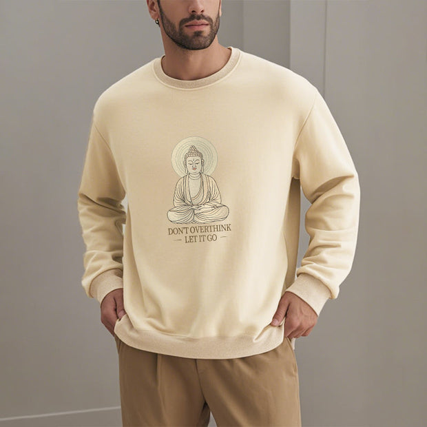 Buddha Stones Pure Color DON'T OVERTHINK Cotton Round Neck Sweatshirt