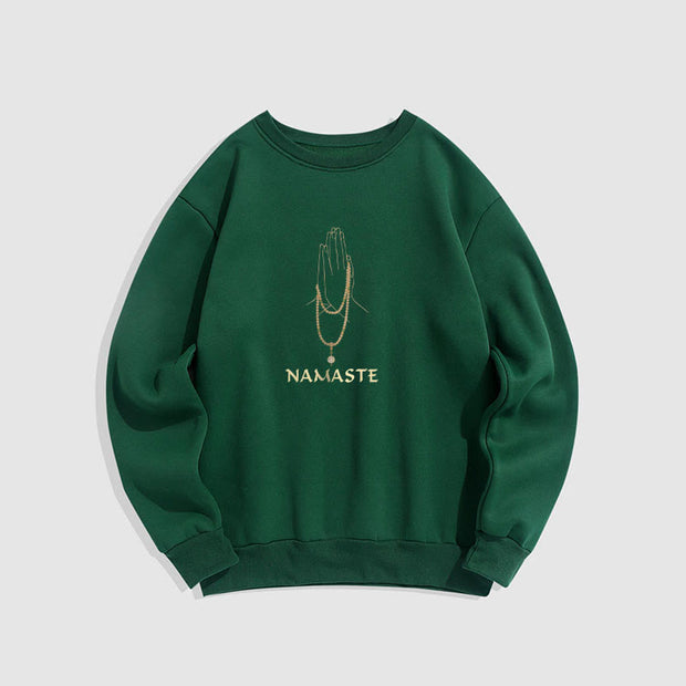 Buddha Stones Cotton NAMASTE Round Neck Sweatshirt