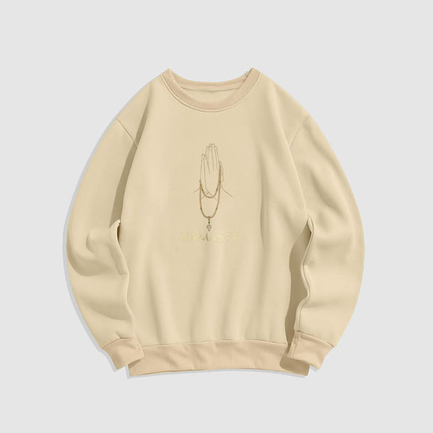 Buddha Stones Cotton NAMASTE Round Neck Sweatshirt