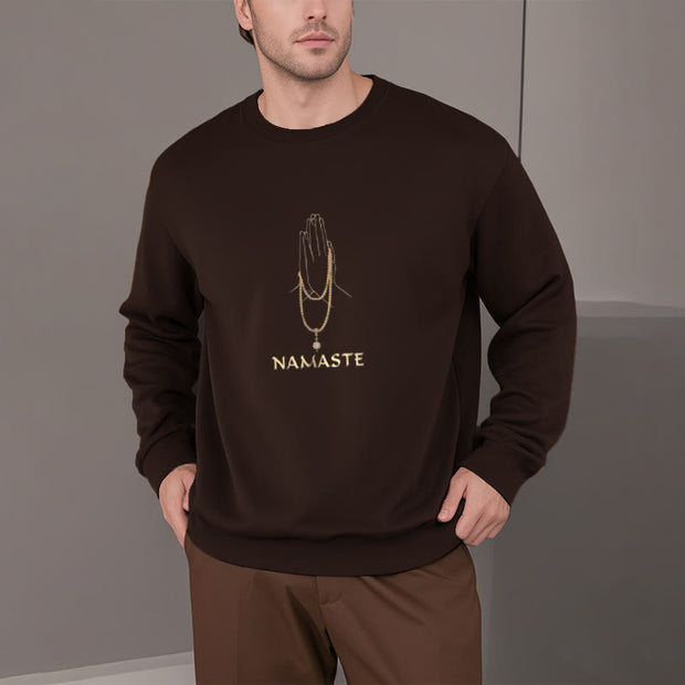 Buddha Stones Cotton NAMASTE Round Neck Sweatshirt