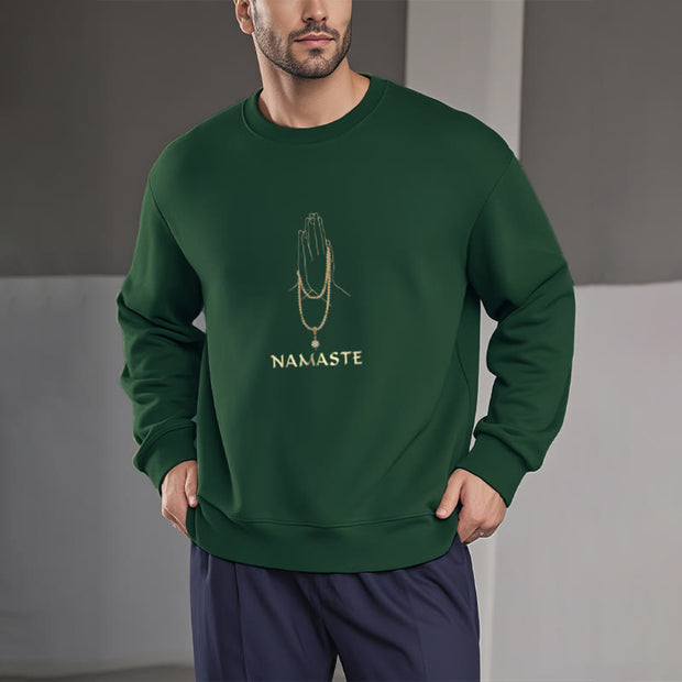 Buddha Stones Cotton NAMASTE Round Neck Sweatshirt