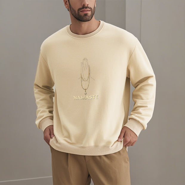 Buddha Stones Cotton NAMASTE Round Neck Sweatshirt