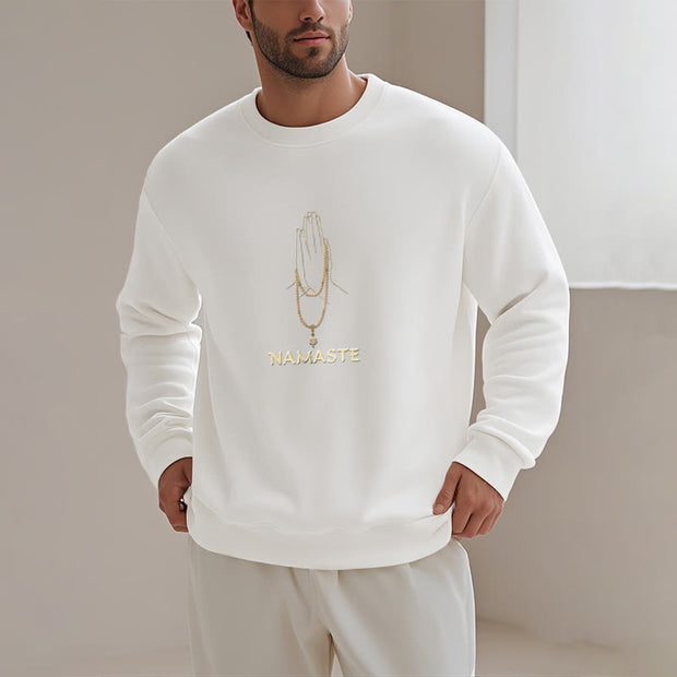 Buddha Stones Cotton NAMASTE Round Neck Sweatshirt