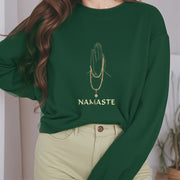 Buddha Stones Cotton NAMASTE Round Neck Sweatshirt